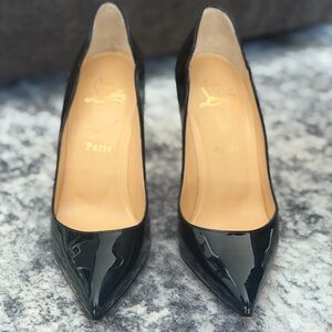 Christian Louboutin Black Patent Pointed-Toe Pumps